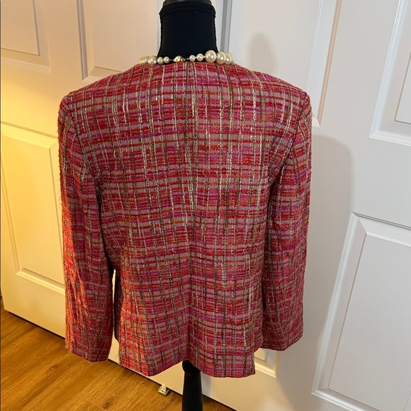 Jones New York Women’s Boucle Jacket Pink Orange Spring Easter Timeless Classic - Picture 3 of 10